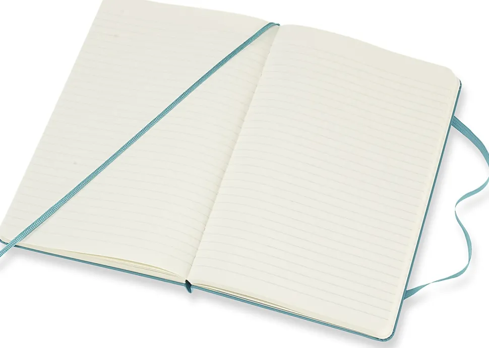 Moleskine Classic Hard Cover Notebook, 5" x 8-1/4", Ruled, 240 Pages, Reef Blue