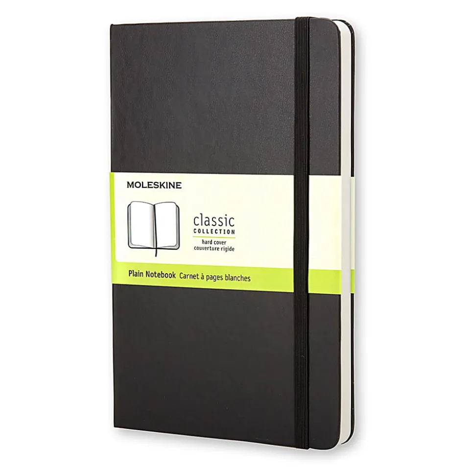 Moleskine Classic Hard Cover Notebook, 5" x 8-1/4", Unruled, 240 Pages, Black