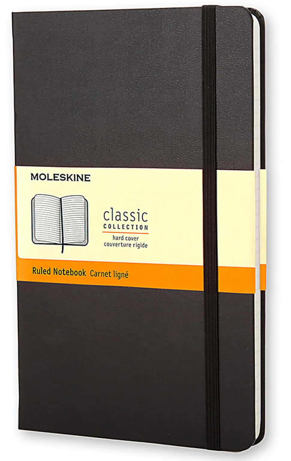 Moleskine Classic Hard Cover Notebook, 5” x 8-1/4”, Ruled, 240 Pages, Black