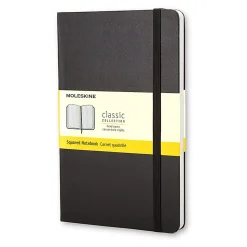 Moleskine Classic Hard Cover Notebook, 5" x 8-1/4", Squared, 240 Pages, Black