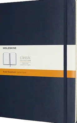 Moleskine Classic Hard Cover Notebook, 7-1/2" x 10", Ruled, 192 Pages, Sapphire Blue
