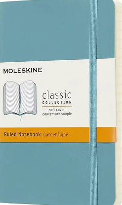 Moleskine Classic Notebook, Pocket, 3.5" X 5.5", Ruled, 192 pages, Soft Cover, Reef Blue