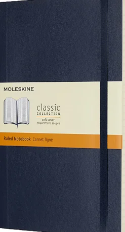Moleskine Classic Soft Cover Notebook, 5” x 8-1/4”, Ruled, 192 Pages, Sapphire Blue