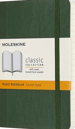 Moleskine Classic Soft Cover Notebook, 3-1/2" x 5-1/2", Ruled, 192 Pages, Myrtle Green