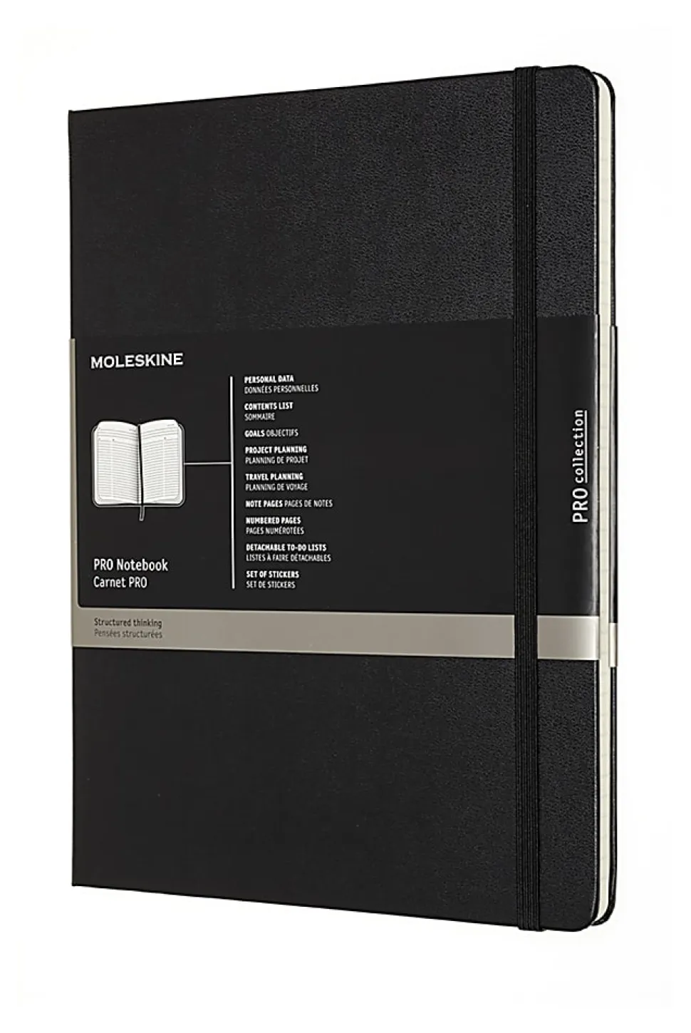 Moleskine PRO Notebook, 7-1/2" x 10", Ruled, 192 Pages, Black