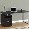 Monarch Specialties Contemporary 60"W Computer Desk With 2-Drawers And Open Shelf, Cappuccino/Silver