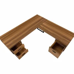 Monarch Specialties Dallas 71"W L-Shaped Corner Desk, Walnut