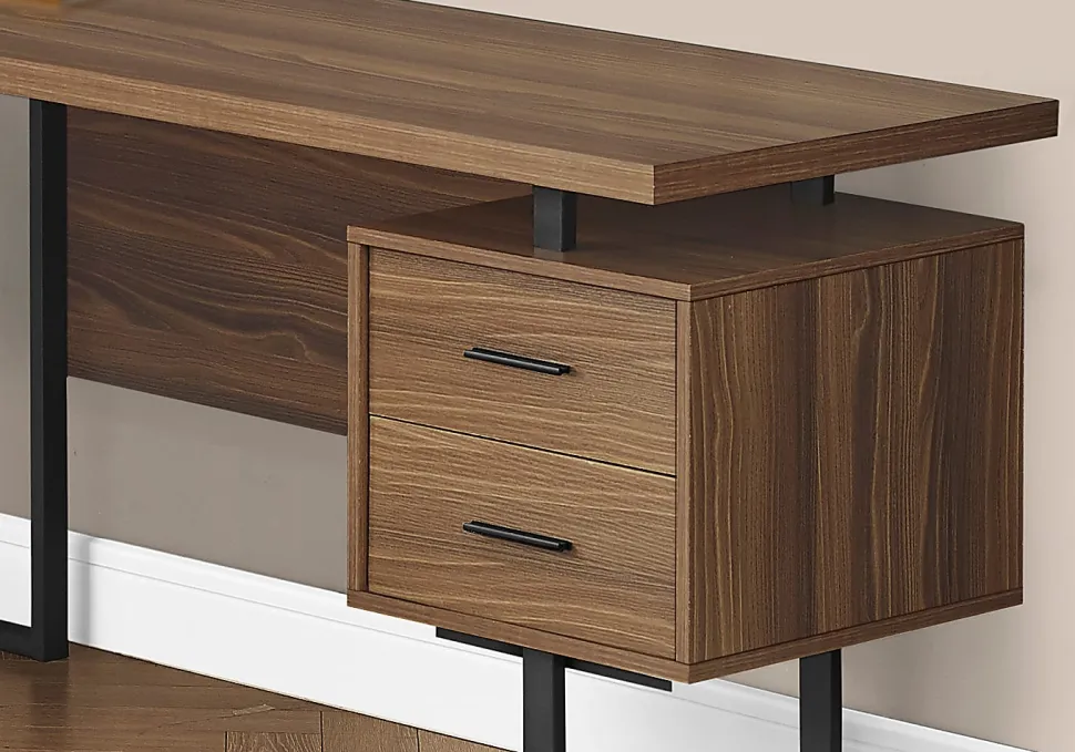 Monarch Specialties Dallas 71"W L-Shaped Corner Desk, Walnut