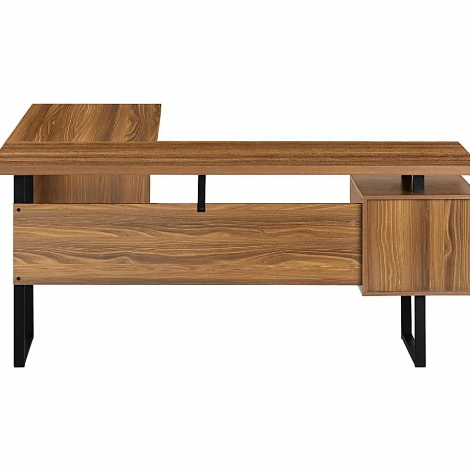 Monarch Specialties Dallas 71"W L-Shaped Corner Desk, Walnut