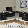 Monarch Specialties Dallas 71"W L-Shaped Corner Desk, Black