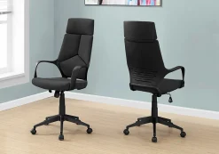 Monarch Specialties High-Back Office Chair, Integrated Headrest, 4 Pad Segment Back, Black