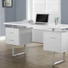 Monarch Specialties Retro-Style 60"W Computer Desk, White