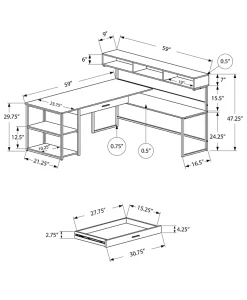 Monarch Specialties 59"W Corner Desk Workstation, Dark Taupe