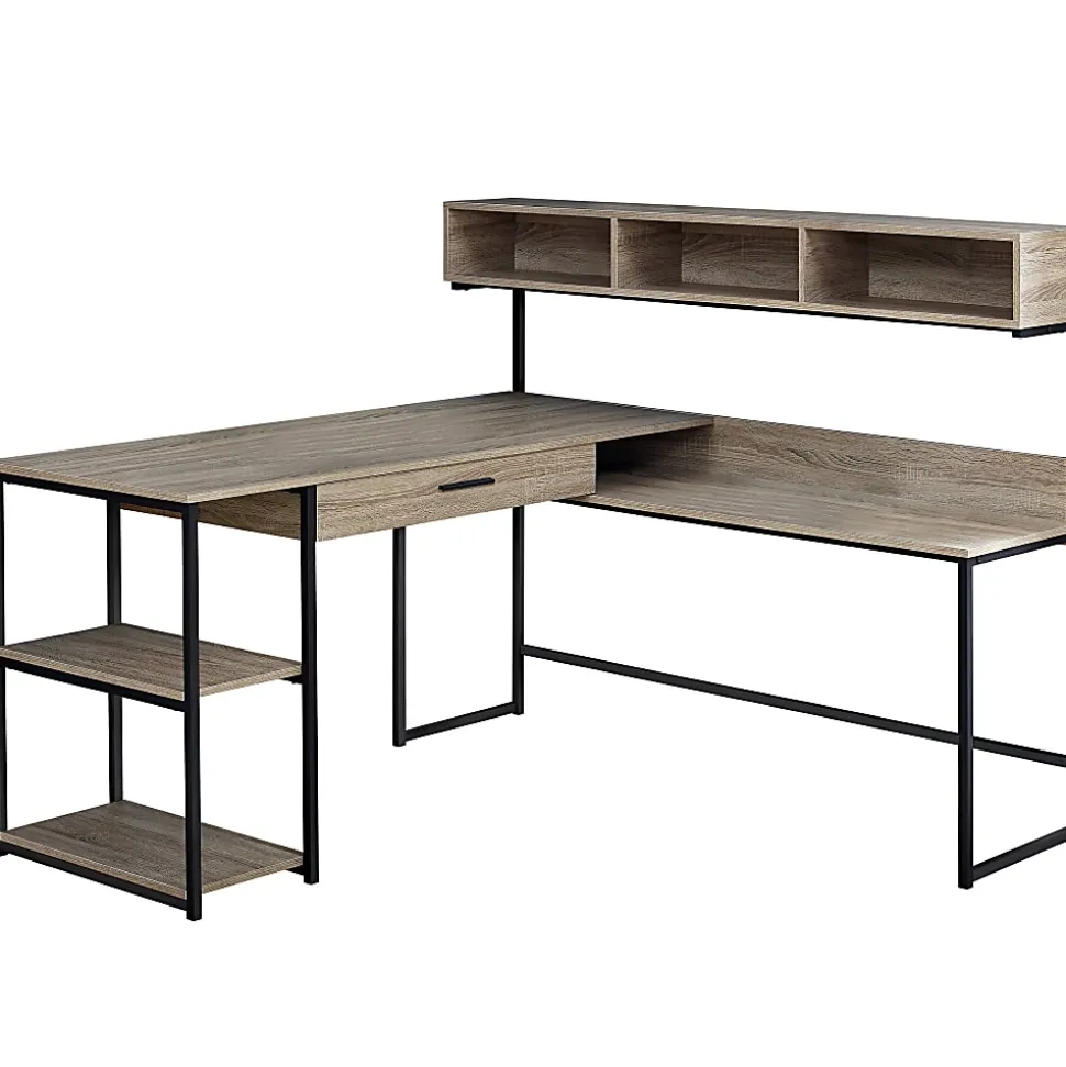 Monarch Specialties 59"W Corner Desk Workstation, Dark Taupe
