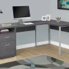 Monarch Specialties 79"W L-Shaped Corner Desk With 2 Drawers, Gray