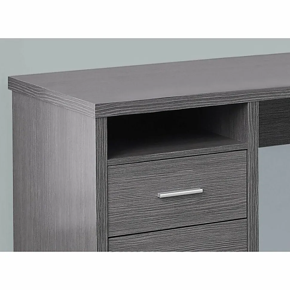 Monarch Specialties 79"W L-Shaped Corner Desk With 2 Drawers, Gray