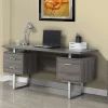 Monarch Specialties 60"W Retro-Style Computer Desk, Dark Taupe