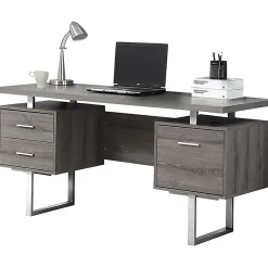 Monarch Specialties 60"W Retro-Style Computer Desk, Dark Taupe