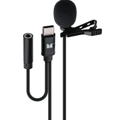 Monster Cable® Lavalier Clip-On Microphone, Type-C, Black