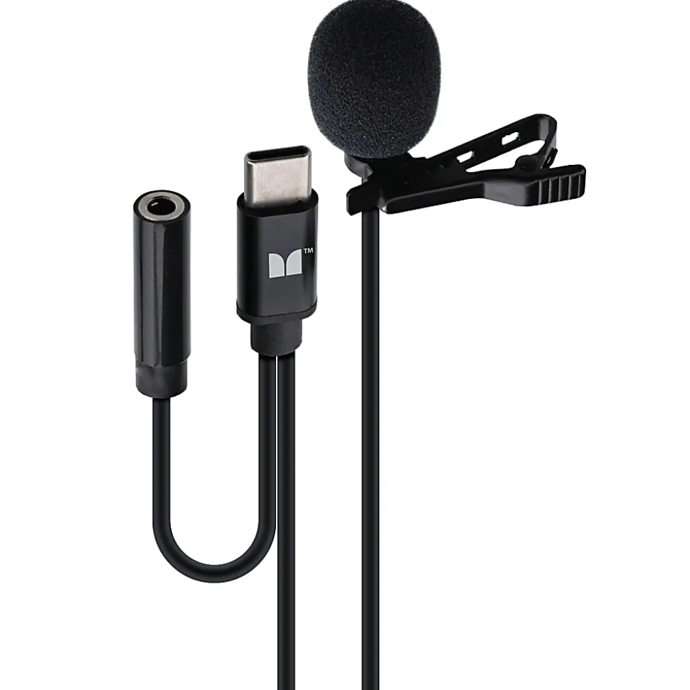 Monster Cable® Lavalier Clip-On Microphone, Type-C, Black