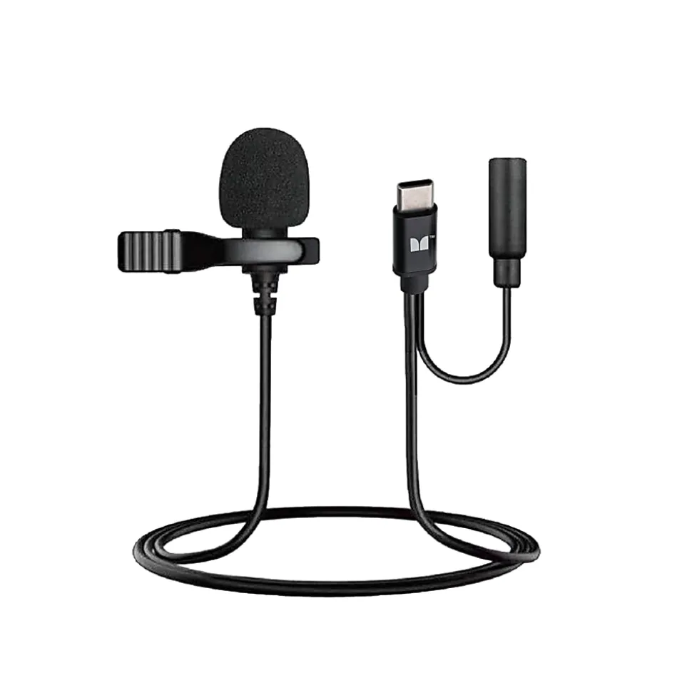 Monster Cable® Lavalier Clip-On Microphone, Type-C, Black