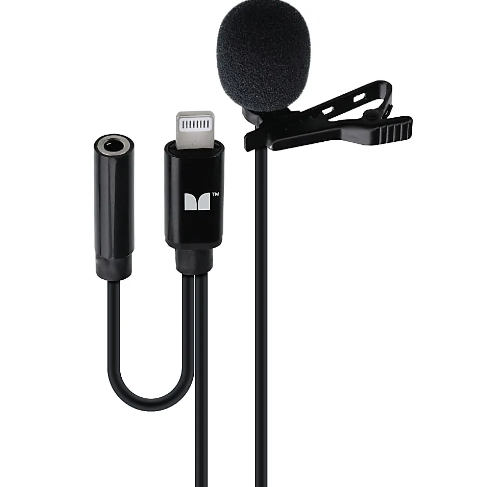 Monster Cable® Lavalier Clip-On Microphone, 8 Pins, Black
