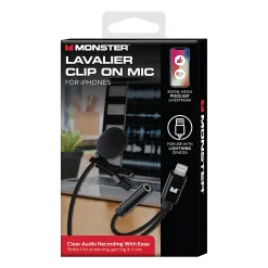 Monster Cable® Lavalier Clip-On Microphone, 8 Pins, Black