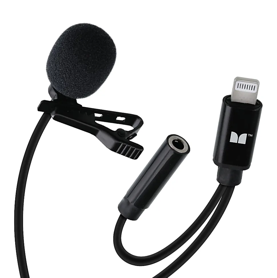Monster Cable® Lavalier Clip-On Microphone, 8 Pins, Black