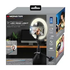 Monster Cable LED Ring Light Selfie Stick, 7", White