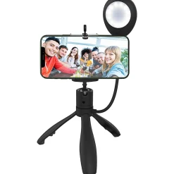 Monster 2-In-1 LED Plastic Selfie Handheld/Tripod Mount For Smartphones, Black