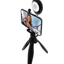 Monster 2-In-1 LED Plastic Selfie Handheld/Tripod Mount For Smartphones, Black