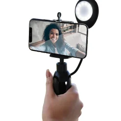 Monster 2-In-1 LED Plastic Selfie Handheld/Tripod Mount For Smartphones, Black