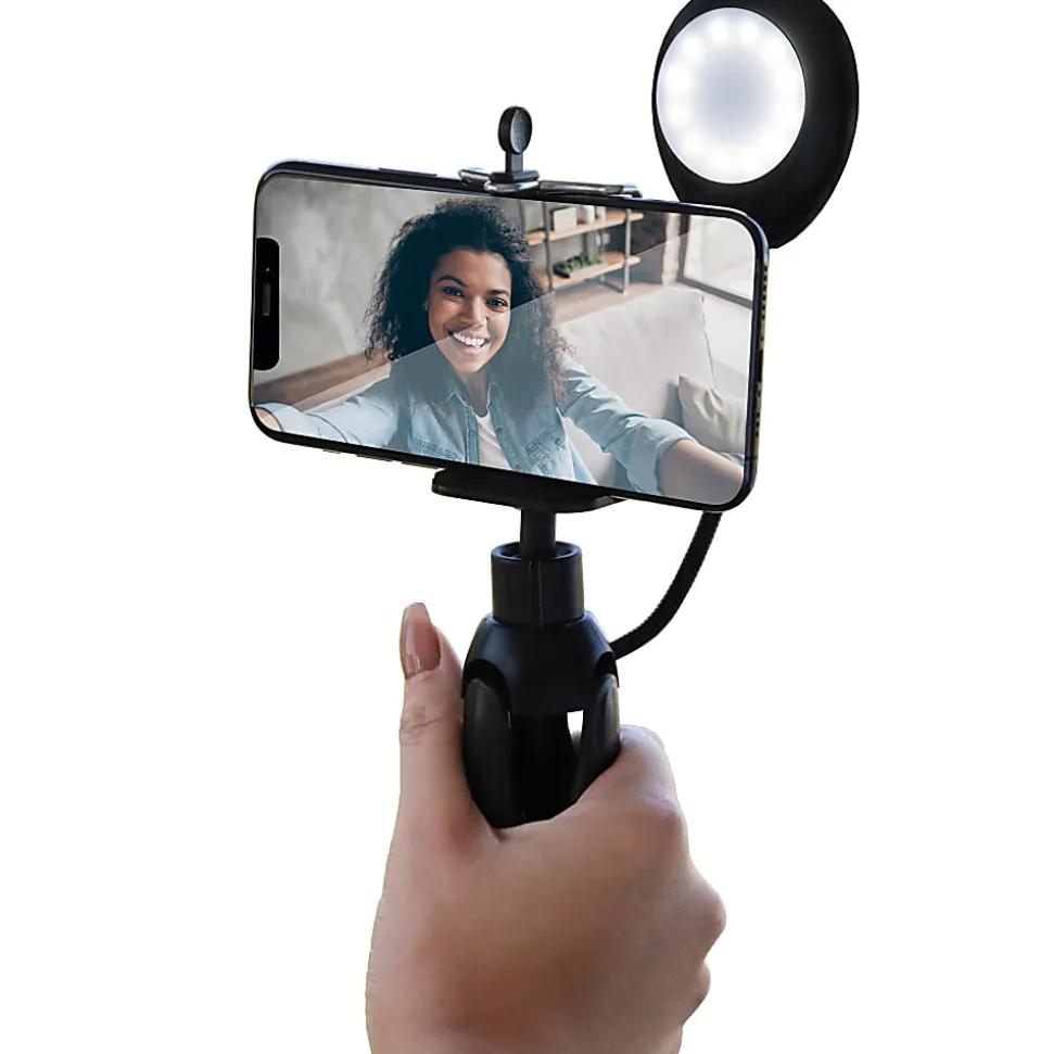 Monster 2-In-1 LED Plastic Selfie Handheld/Tripod Mount For Smartphones, Black