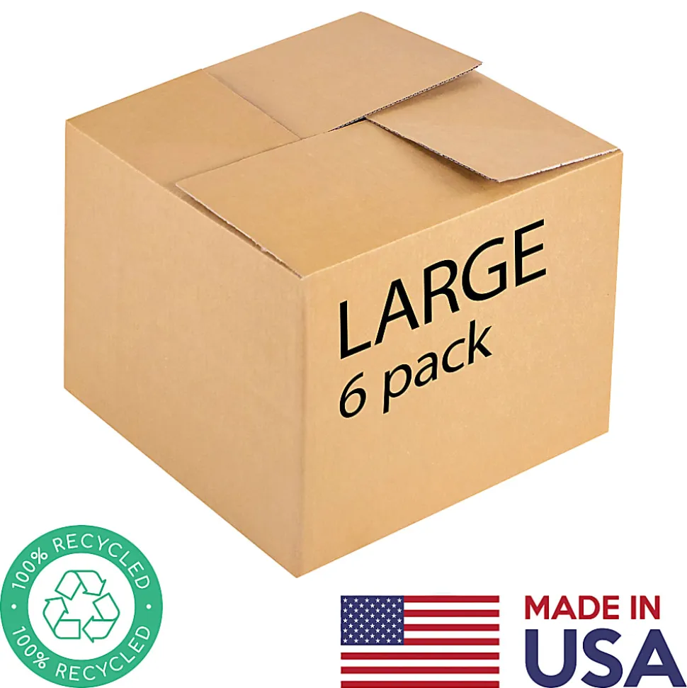 Monster Trucks 95 Lb Cardboard Moving Boxes, 15"L x 20"W x 20"H, 100% Recycled, Brown, Pack Of 6 Boxes