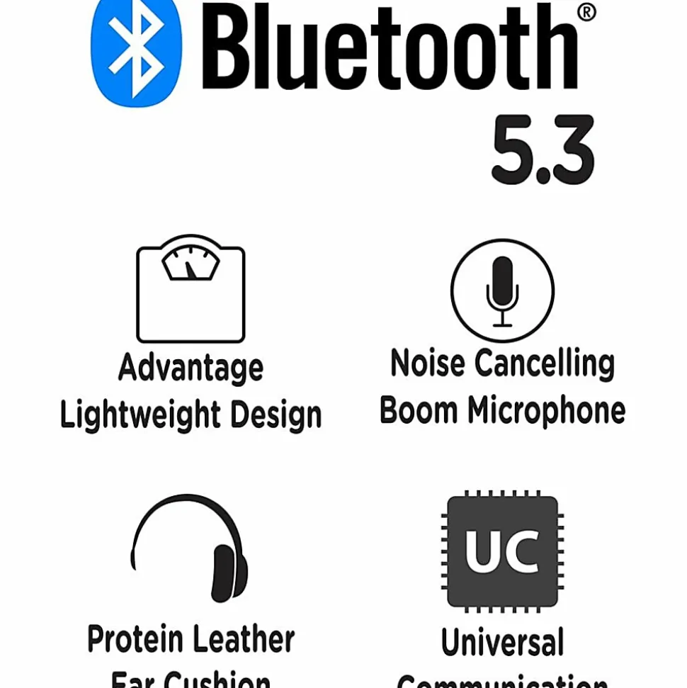 Morpheus 360 Advantage Wireless Mono Headset with Detachable Boom Microphone - Black