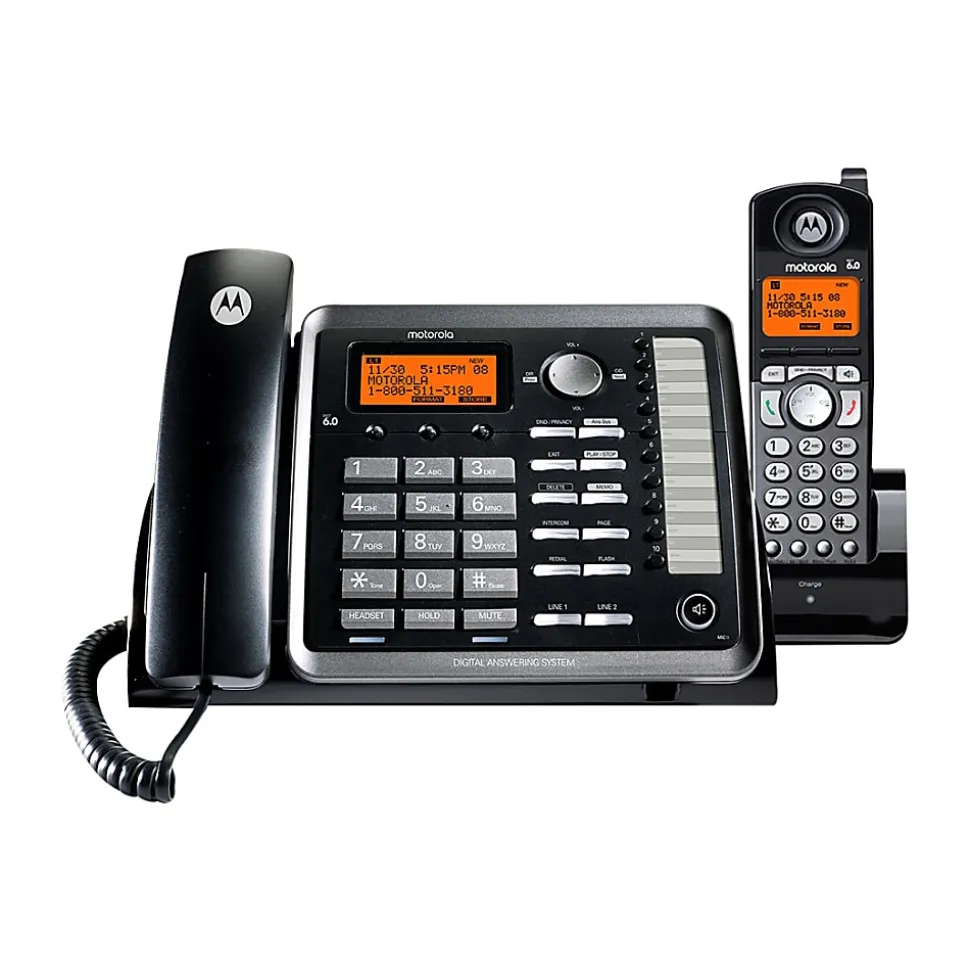 Motorola® Corded Desk Phone And Digital Answering System, Black, ML25255