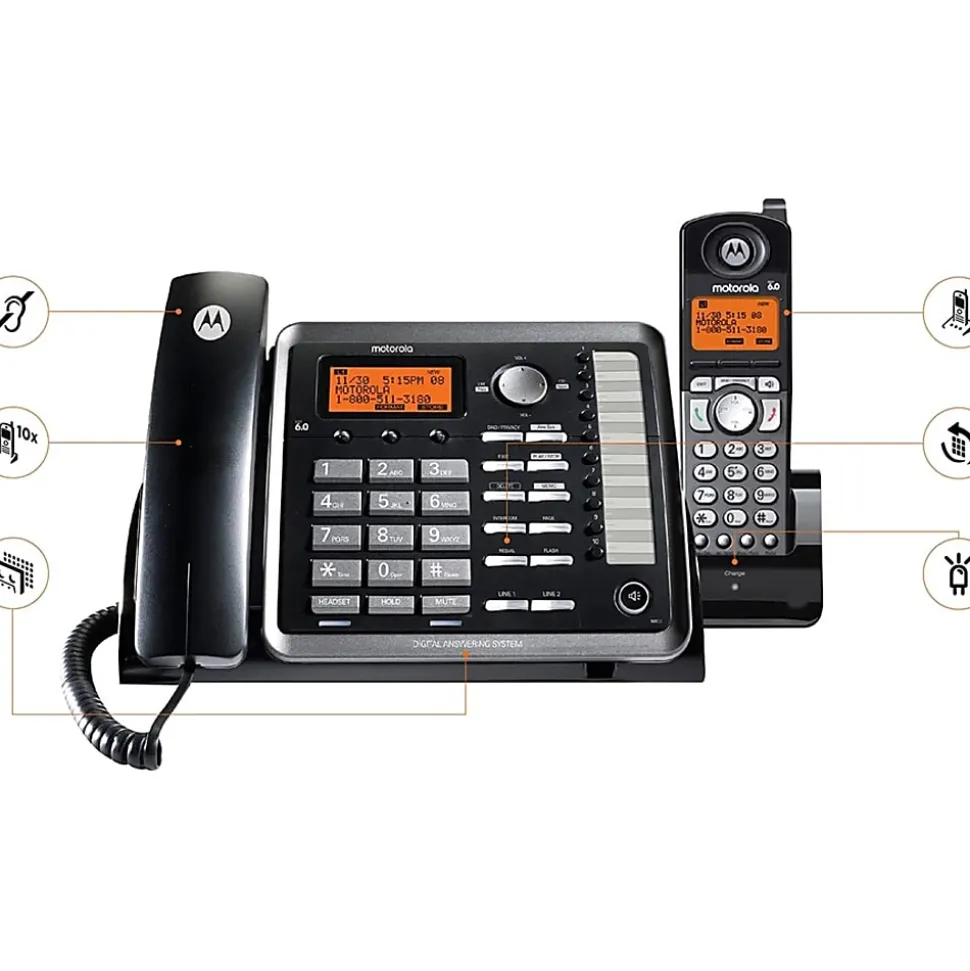 Motorola® Corded Desk Phone And Digital Answering System, Black, ML25255