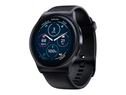 Motorola Moto Watch 120 - Black zinc alloy - smart watch with strap - silicone - display 1.43" - Bluetooth, Bluetooth - 1.94 oz - phantom black