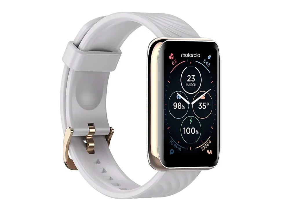 Motorola Moto Watch 40 - Gold aluminum - smart watch with strap - silicone - display 1.57" - Bluetooth - 0.92 oz - rose gold