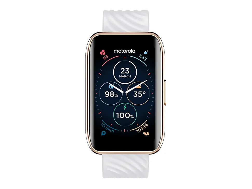 Motorola Moto Watch 40 - Gold aluminum - smart watch with strap - silicone - display 1.57" - Bluetooth - 0.92 oz - rose gold