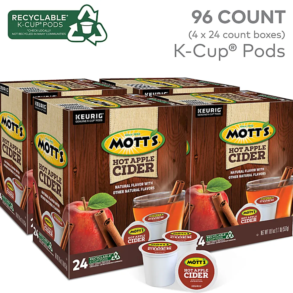 Mott's Apple Cider Keurig Single-Serve K-Cup Pods, 24 Pods Per Pack, Case Of 4 Packs