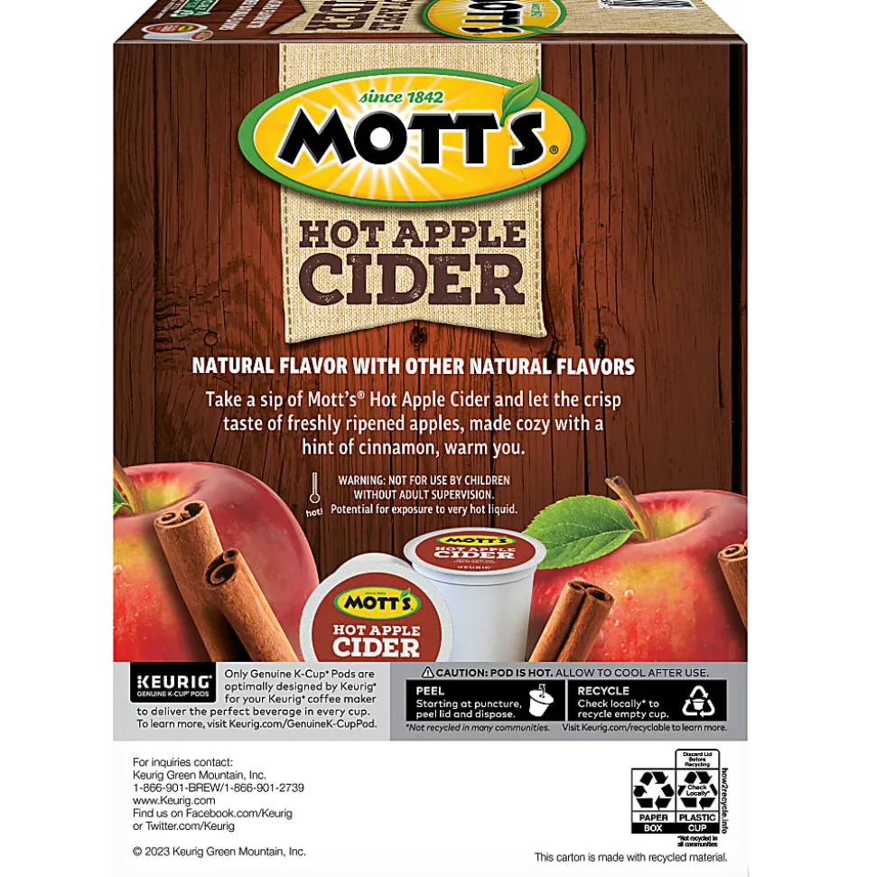 Mott's Apple Cider Keurig Single-Serve K-Cup Pods, 24 Pods Per Pack, Case Of 4 Packs