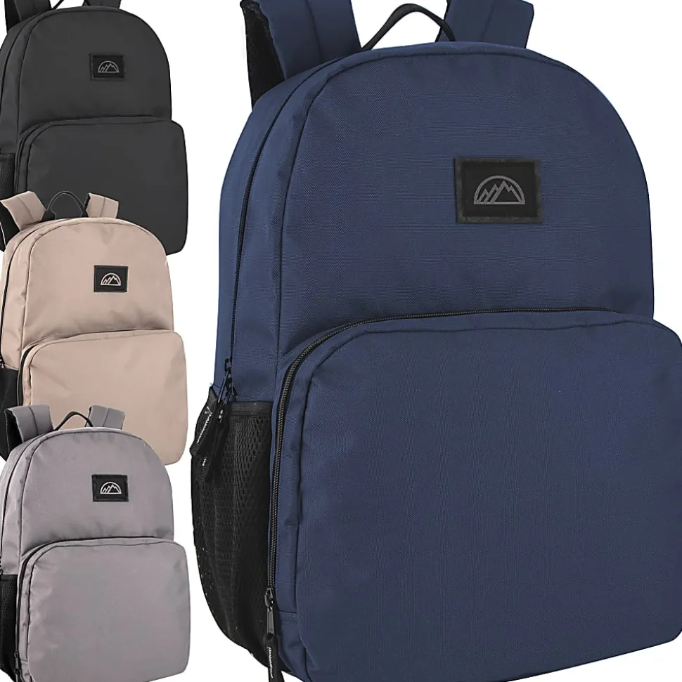 Mountain Edge Dome Backpacks With 17" Laptop Sleeves, Black/Gray/Navy/Tan, Total Qty 24