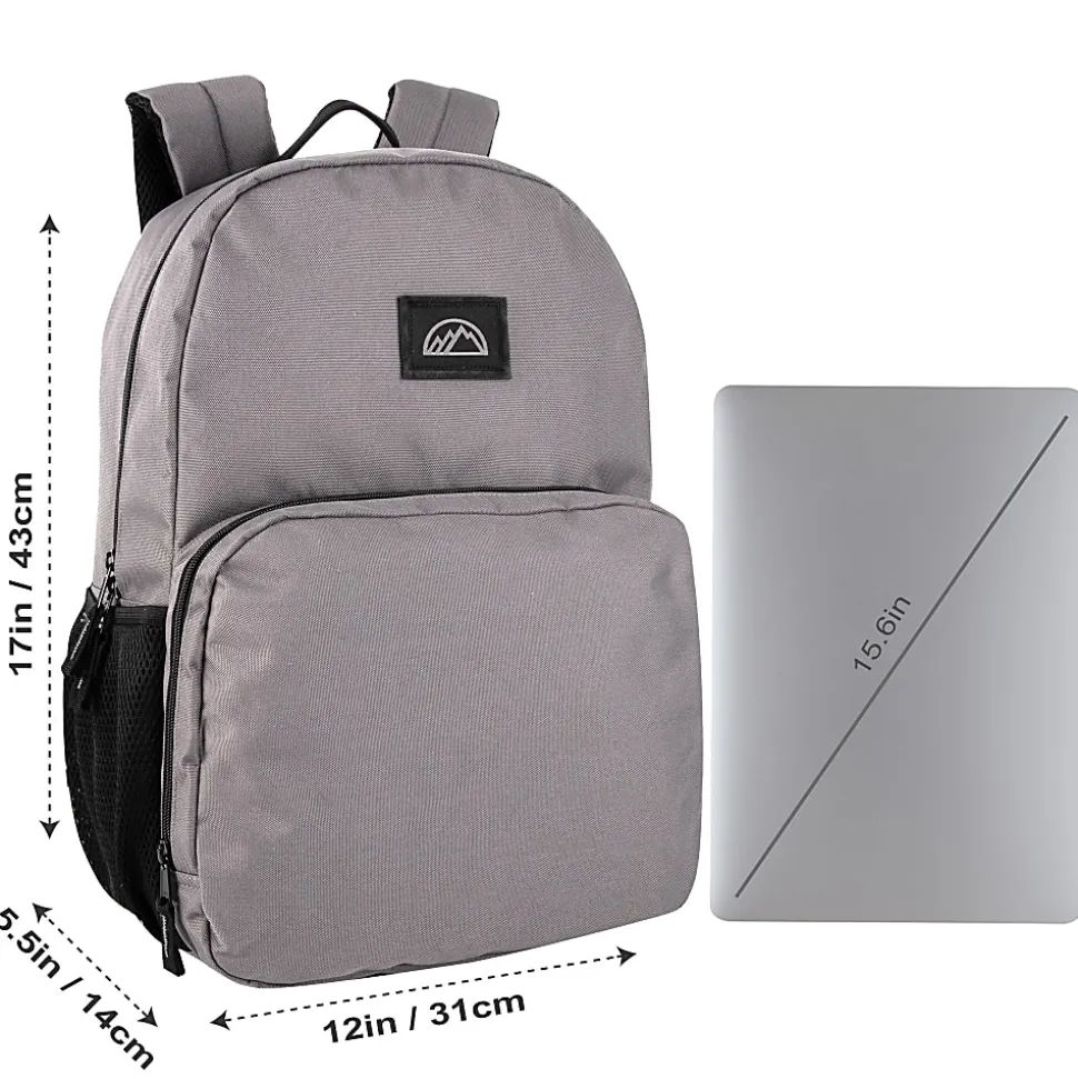 Mountain Edge Dome Backpacks With 17" Laptop Sleeves, Black/Gray/Navy/Tan, Total Qty 24