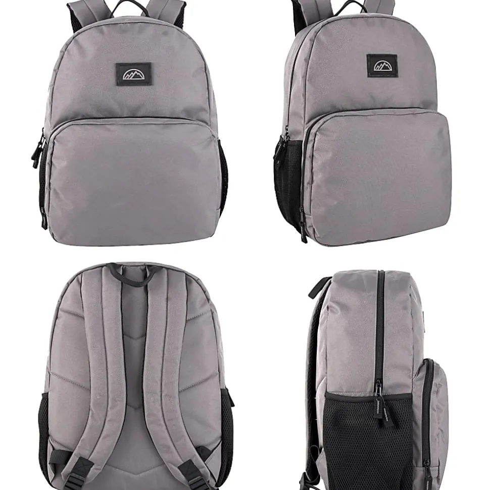 Mountain Edge Dome Backpacks With 17" Laptop Sleeves, Black/Gray/Navy/Tan, Total Qty 24