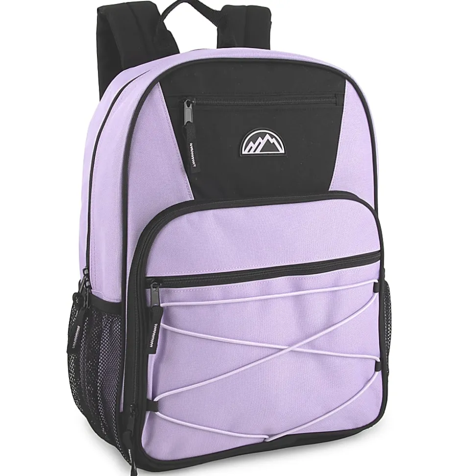 Mountain Edge Multi-Pocket Bungee Cord Sport Backpacks, Pink/Purple/Blue, Total Qty 24
