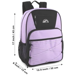 Mountain Edge Multi-Pocket Bungee Cord Sport Backpacks, Pink/Purple/Blue, Total Qty 24