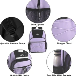 Mountain Edge Multi-Pocket Bungee Cord Sport Backpacks, Pink/Purple/Blue, Total Qty 24