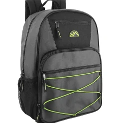 Mountain Edge Multi-Pocket Bungee Cord Sport Backpacks, Black/Blue/Gray, Total Qty 24