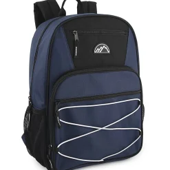 Mountain Edge Multi-Pocket Bungee Cord Sport Backpacks, Black/Blue/Gray, Total Qty 24